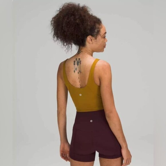 Lululemon 2021 Align BUTTER NULU active Tank top cropped Gold Spice Yellow sz 0 - Picture 3 of 6